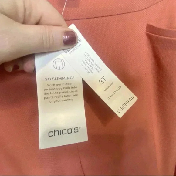 Chico's So Slimming Textured Desert Coral Slim Leg Pant / Size 3T - US Size 16T - Picture 9 of 10